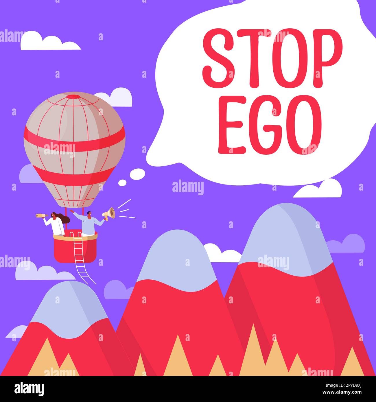 Testo che mostra l'ispirazione Stop Ego. Business idea Controlla la tua ossessione su una decisione o un evento o qualcosa Foto Stock