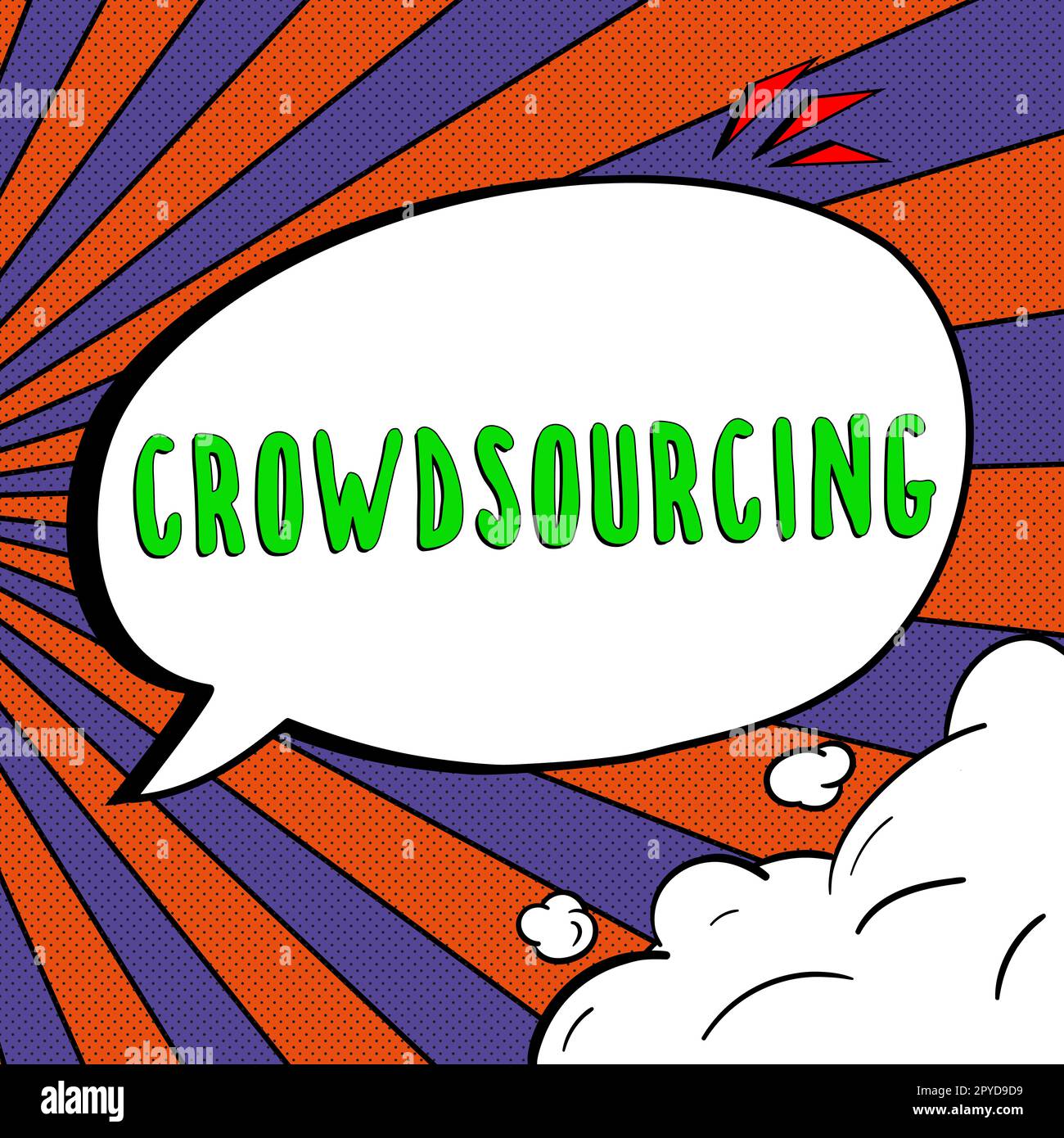 Cartello di testo che mostra Crowdsourcing. Approccio aziendale ottenere informazioni sul lavoro da un ampio gruppo di persone Foto Stock