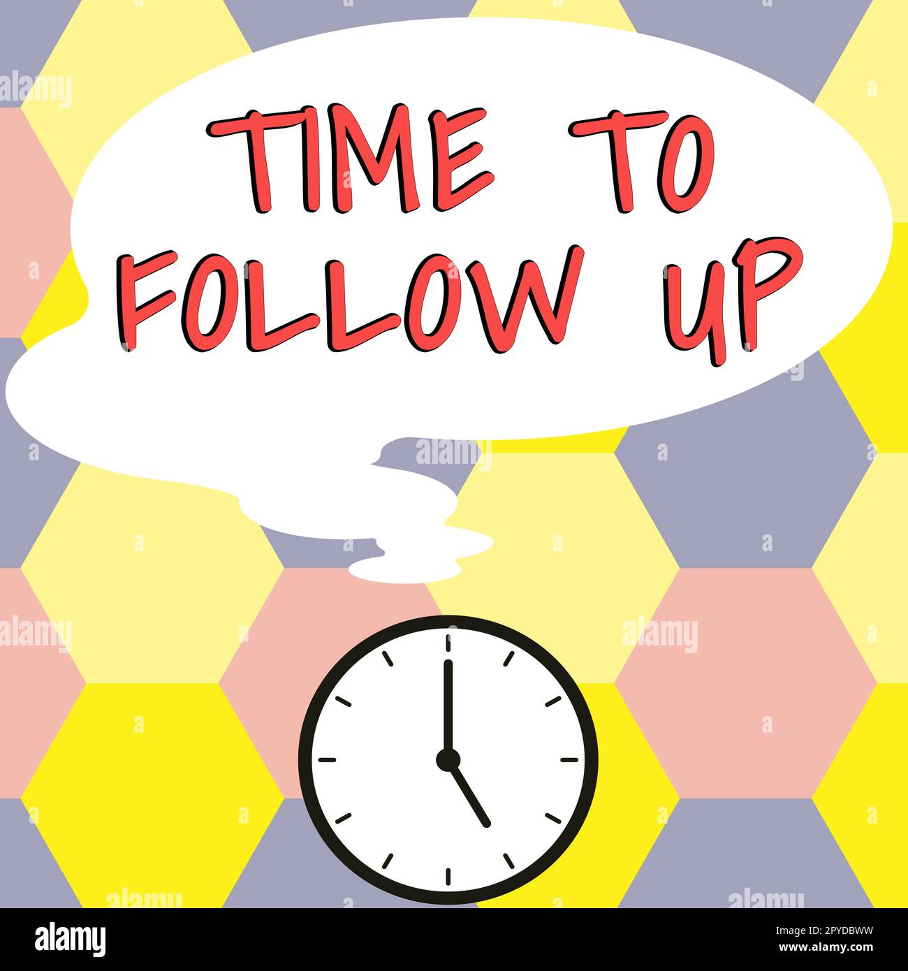 Segno che mostra il tempo di follow-up. Concetto significato richiesta dell'attività precedente o continuazione delle informazioni Foto Stock