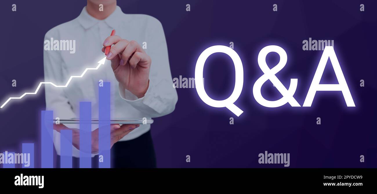Segno di scrittura a mano Q A. significato del concetto definito come domande poste e risposte Foto Stock