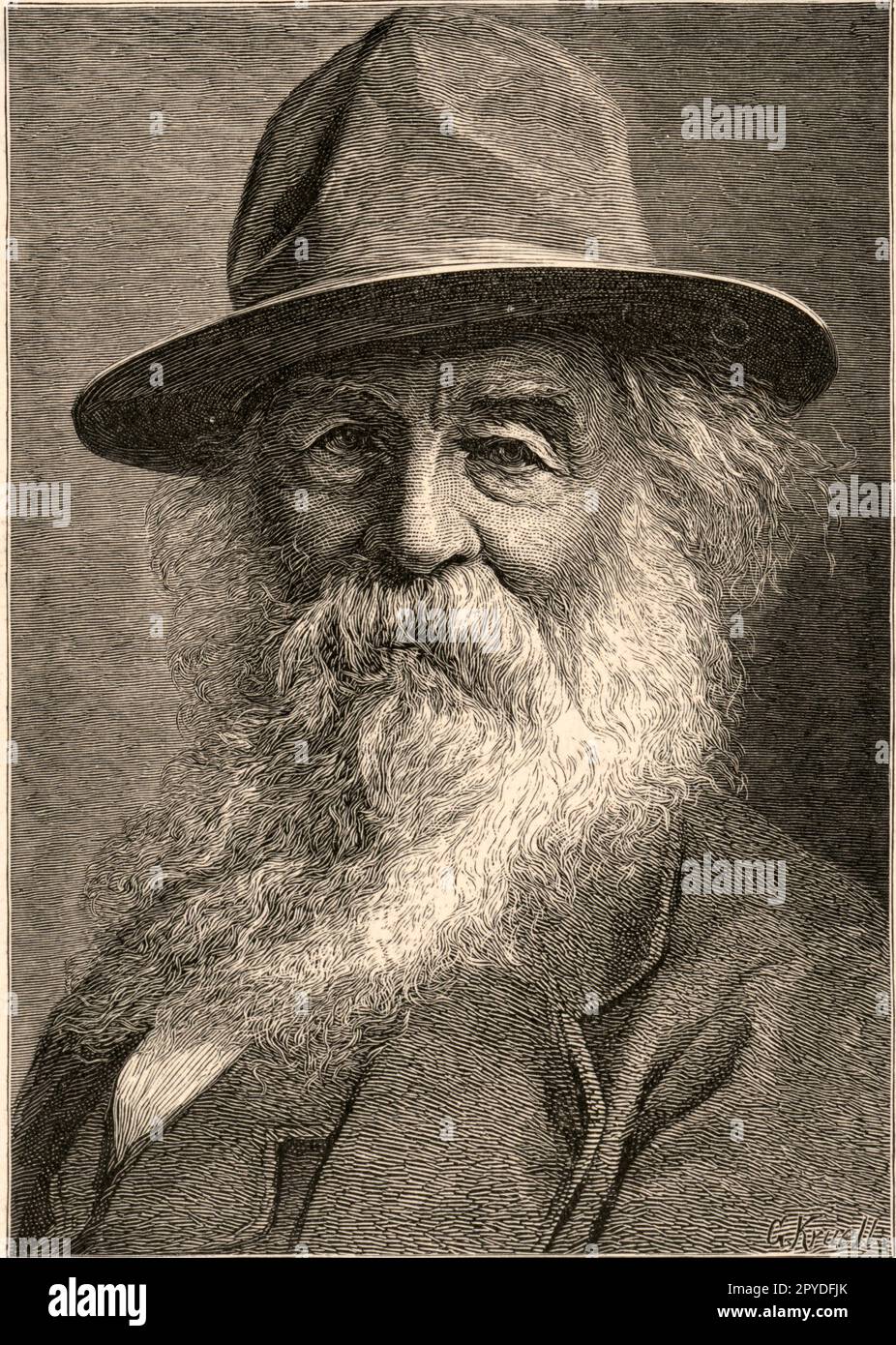 Walt Whitman in una stampa Foto Stock