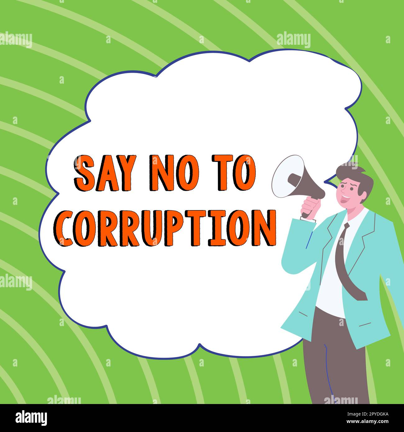 Testo scritto a mano dire No alla corruzione. Concetto aziendale che introduce lo scambio di denaro decentralizzato Foto Stock