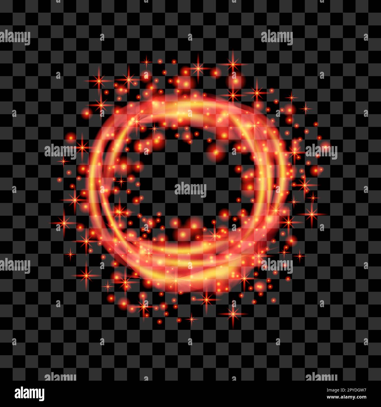 Fuoco sfocato vettoriale su sfondo scuro. Fumetti Flames. Burst falò. Scintille rosse calde. Simbolo pericoloso ed esplosivo. Illustrazione Vettoriale