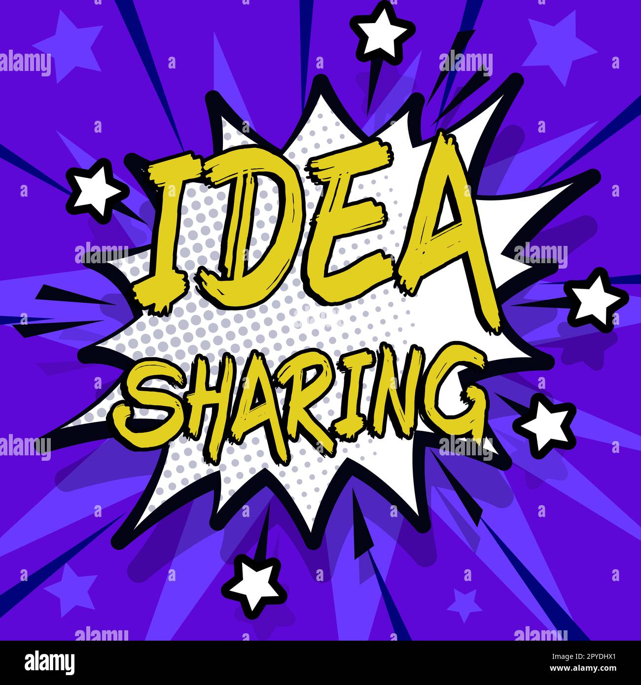 Condivisione concettuale delle idee dei sottotitoli. Word for Startup lancia un prodotto innovativo, pensiero creativo Foto Stock