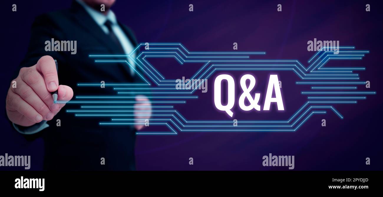 Cartello che mostra Q A. concetto aziendale definito come domande e risposte Foto Stock