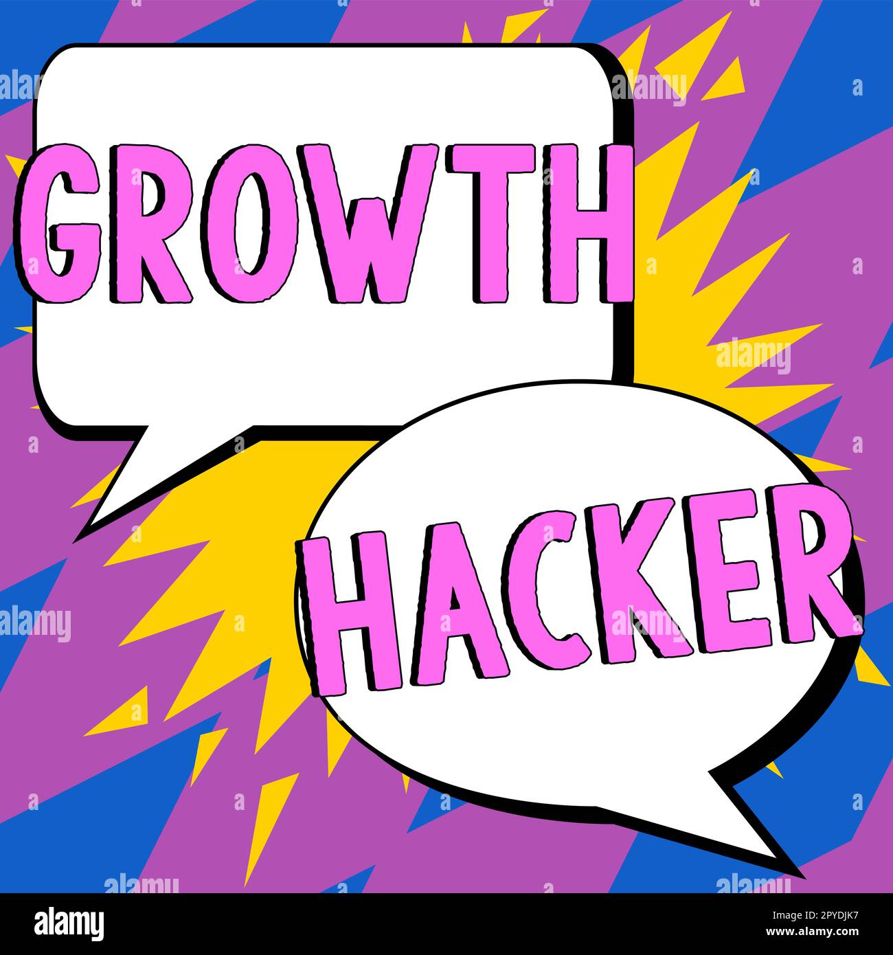 Scrittura visualizzazione testo crescita Hacker. Parola scritta su generalmente per acquisire il maggior numero possibile di utenti o clienti Foto Stock