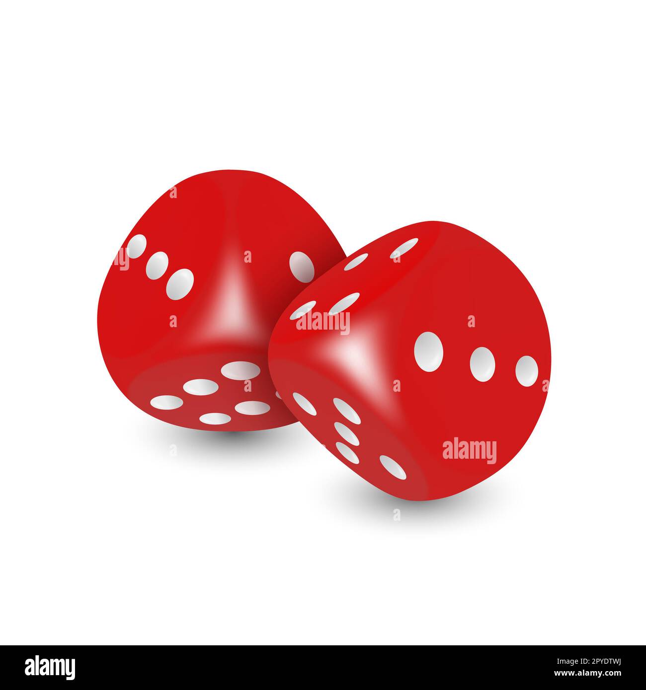 Vector 3D dadi di gioco rossi realistici con puntini bianchi Set closeup isolato su sfondo bianco. Coppia di cubi di gioco per giocare in diverse posizioni, CAS Foto Stock Vector 3D dadi di gioco rossi realistici con puntini bianchi Set closeup isolato su sfondo bianco. Coppia di cubi di gioco per giocare in diverse posizioni, CAS Foto Stock