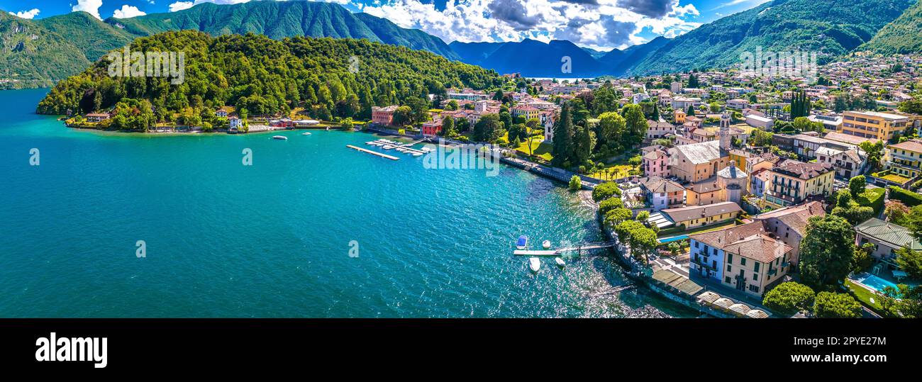 Vista aerea della città di Lenno sul lago di Como Foto Stock