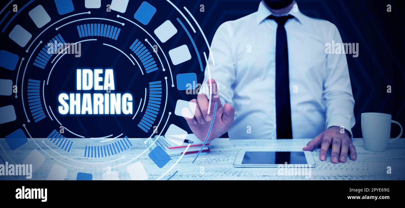 Scrittura a mano idea testo Condivisione. Word for Startup lancia un prodotto innovativo, pensiero creativo Foto Stock