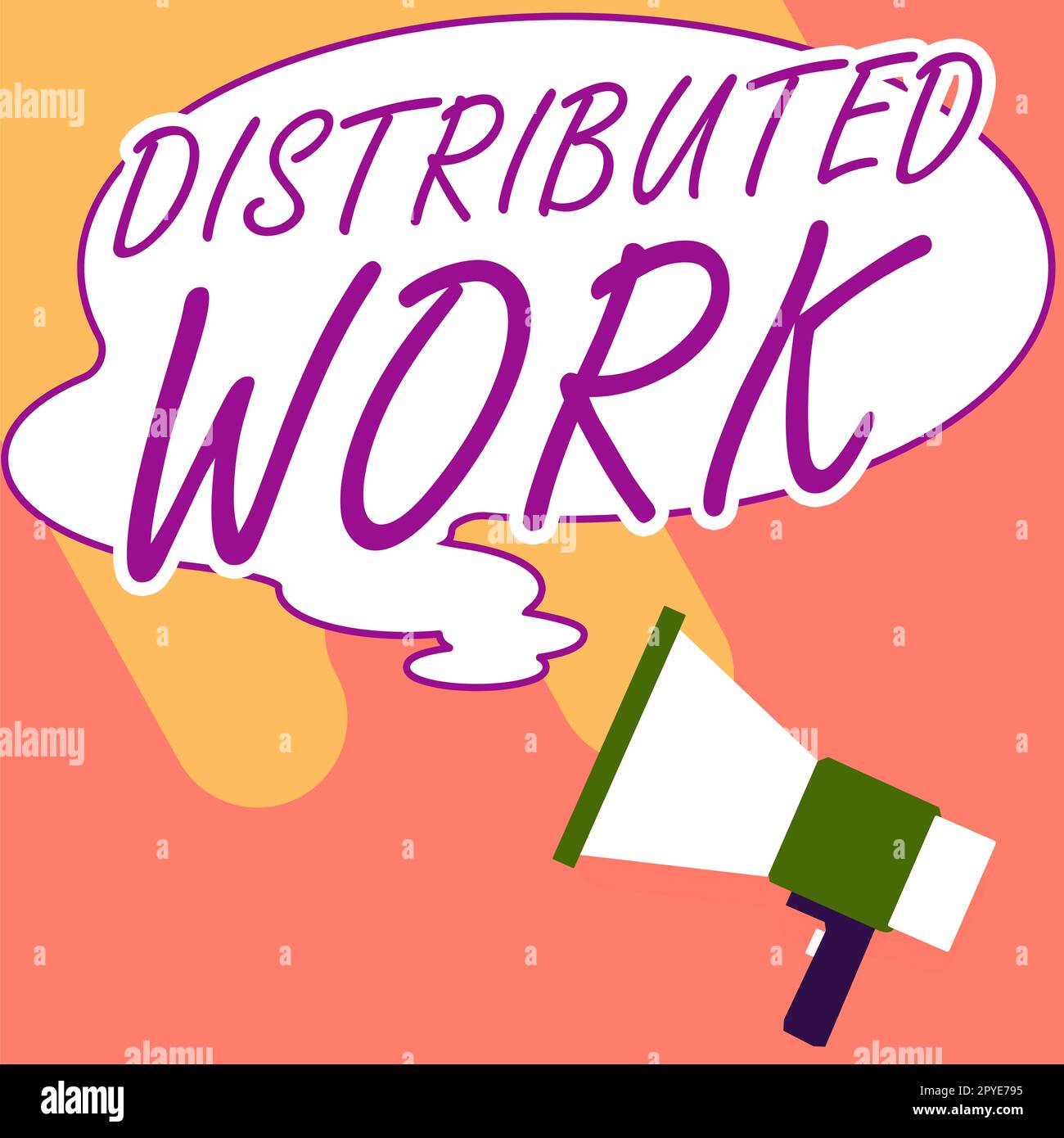 Testo che mostra il lavoro distribuito di ispirazione. Approccio aziendale adottato dalle aziende che utilizzano strutture di rete Foto Stock