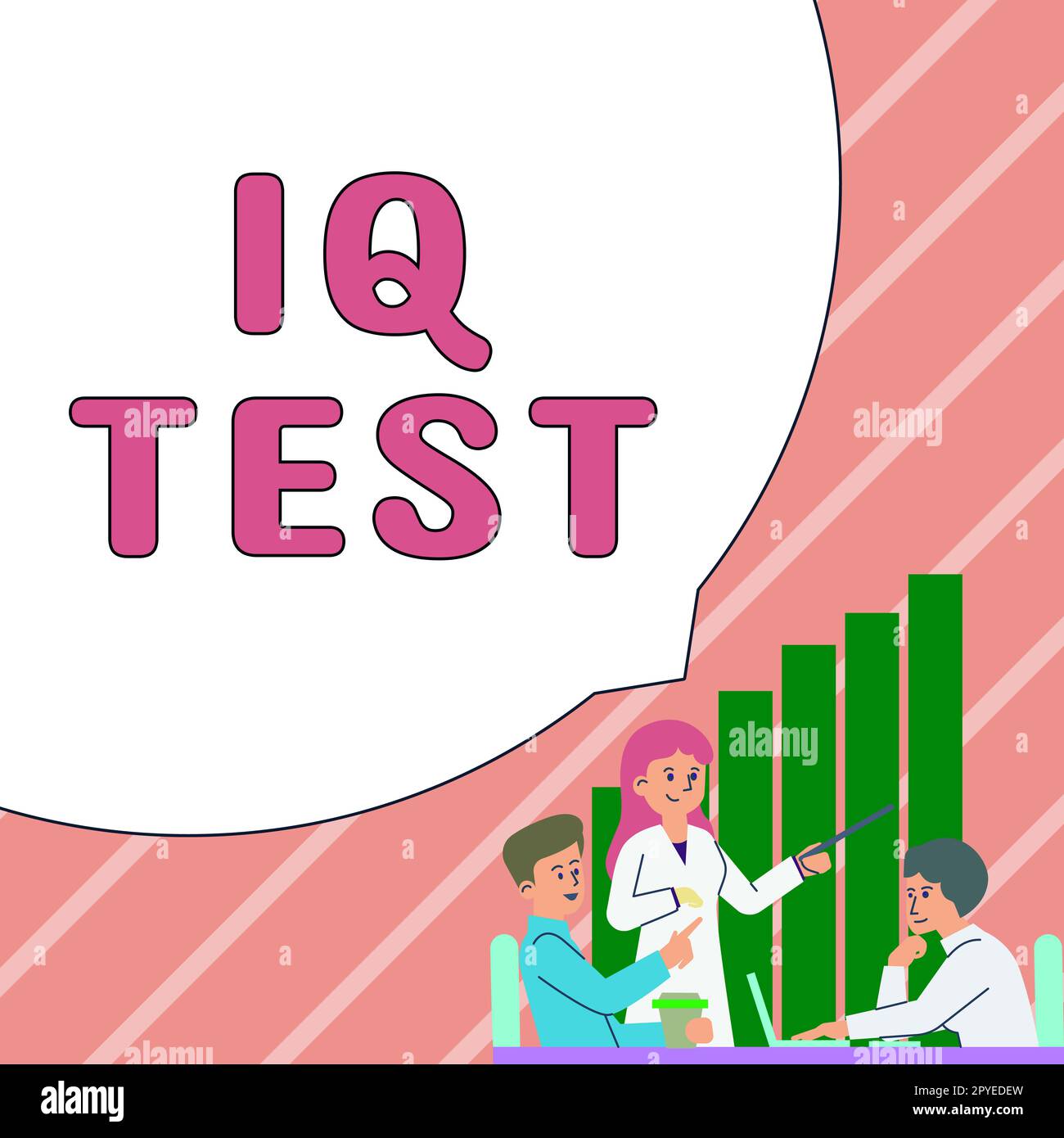 Test IQ testo scrittura a mano. Idea di business tentativo di misurare la vostra capacità cognitiva valutare l'intelligenza umana Foto Stock