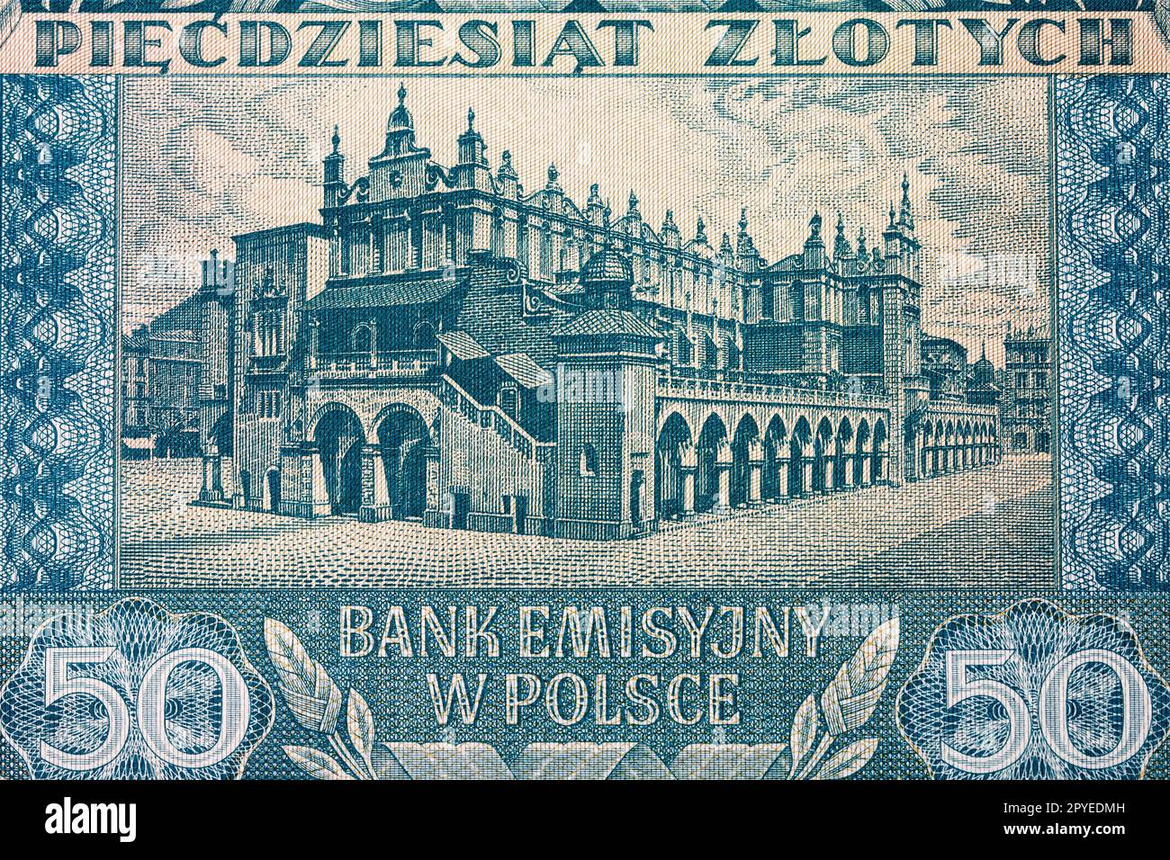 Cracovia Cloth Hall dalla moneta polacca Foto Stock