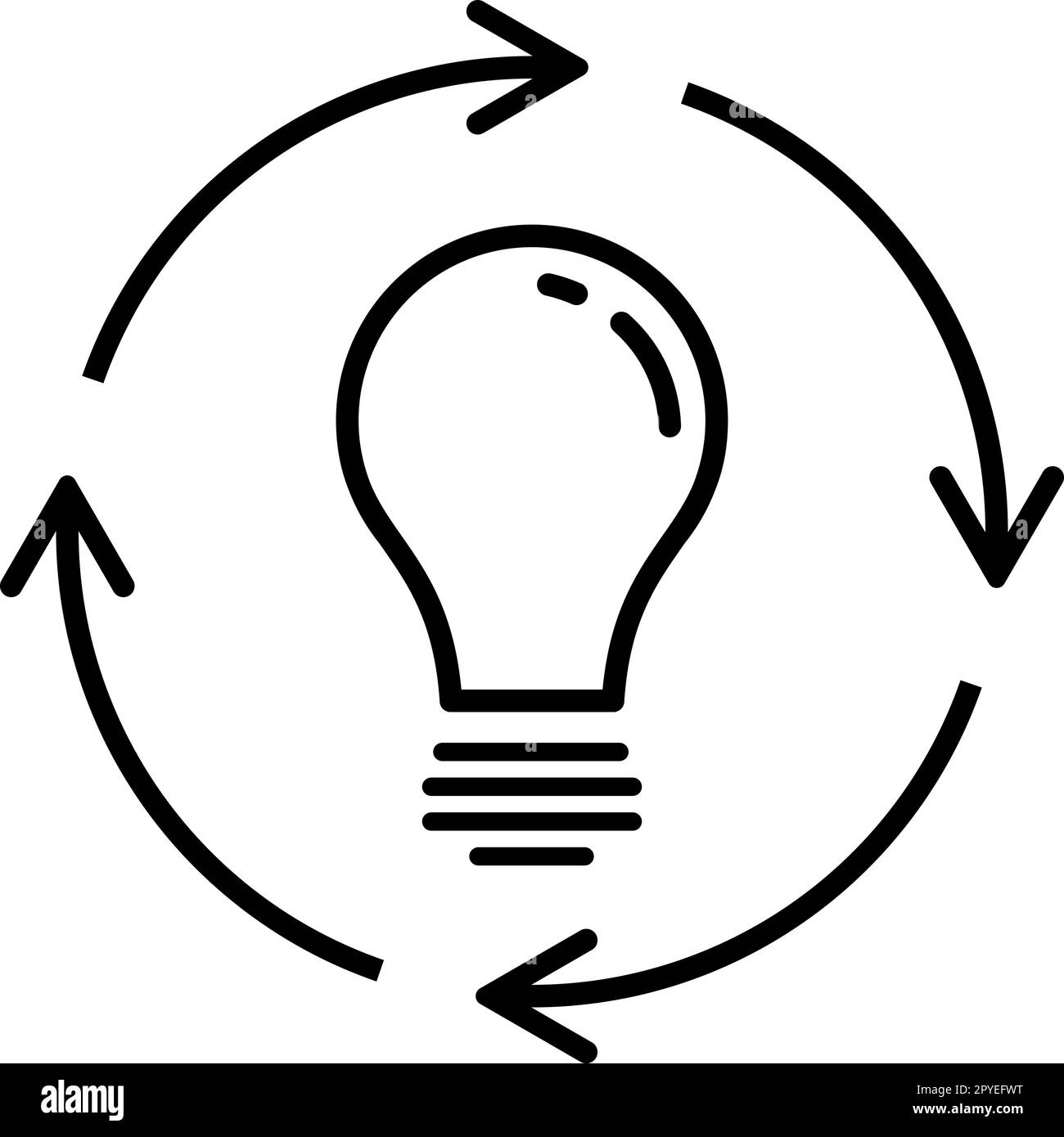 Icona di generazione di idea di lampadina lineare come concetto di innovazione Illustrazione Vettoriale