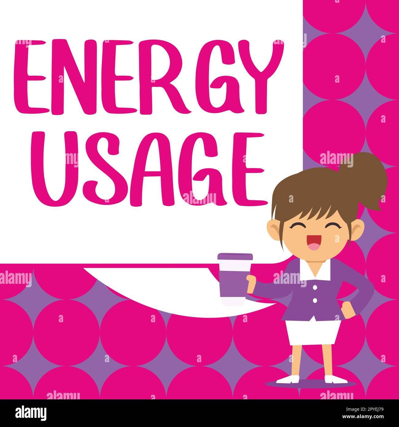 Simbolo di testo che mostra l'utilizzo di energia. Quantità concettuale di energia consumata o utilizzata in un processo o in un sistema Foto Stock