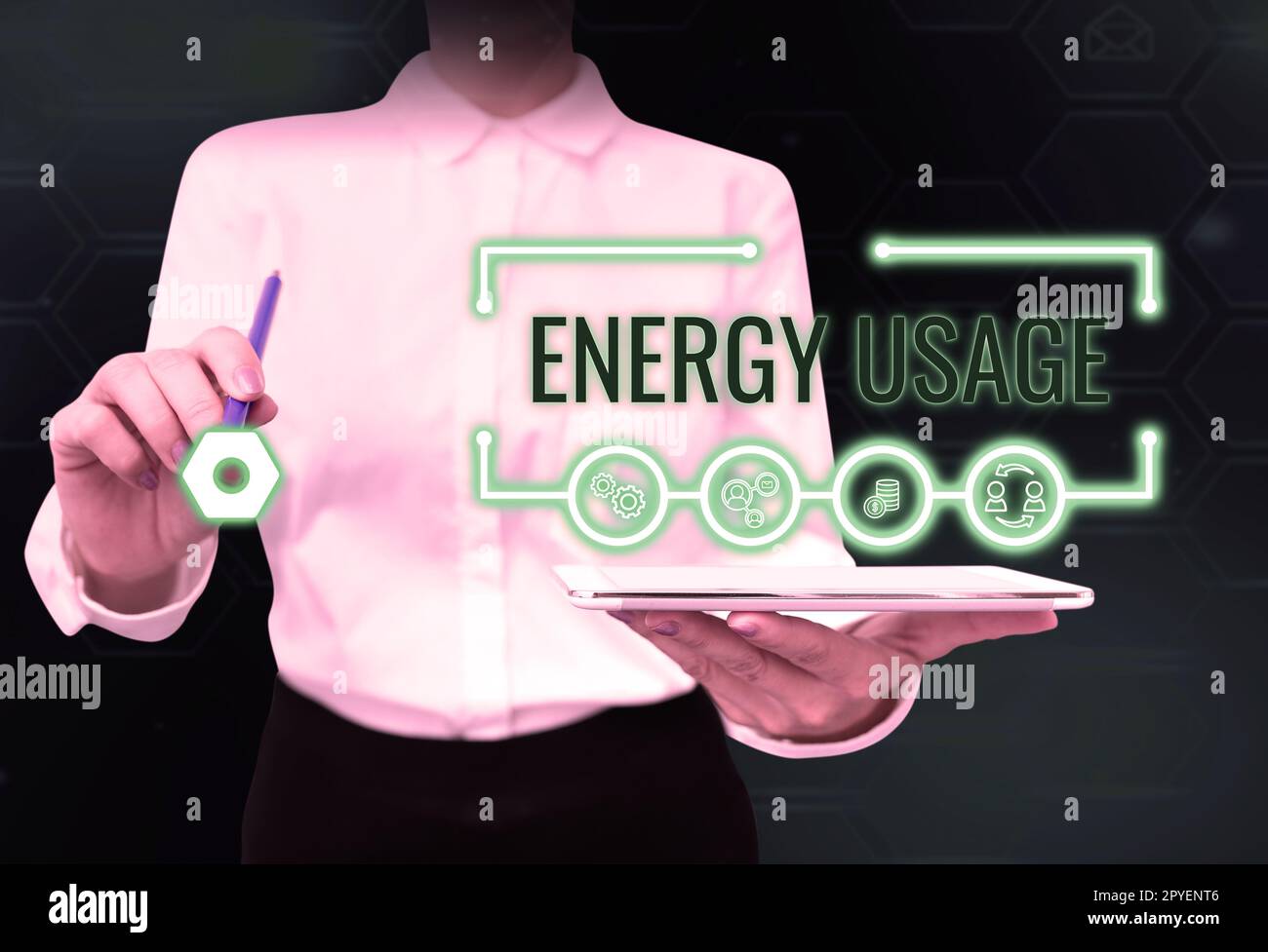 Inspirazione che mostra il segno utilizzo energia. Approccio aziendale quantità di energia consumata o utilizzata in un processo o sistema Foto Stock