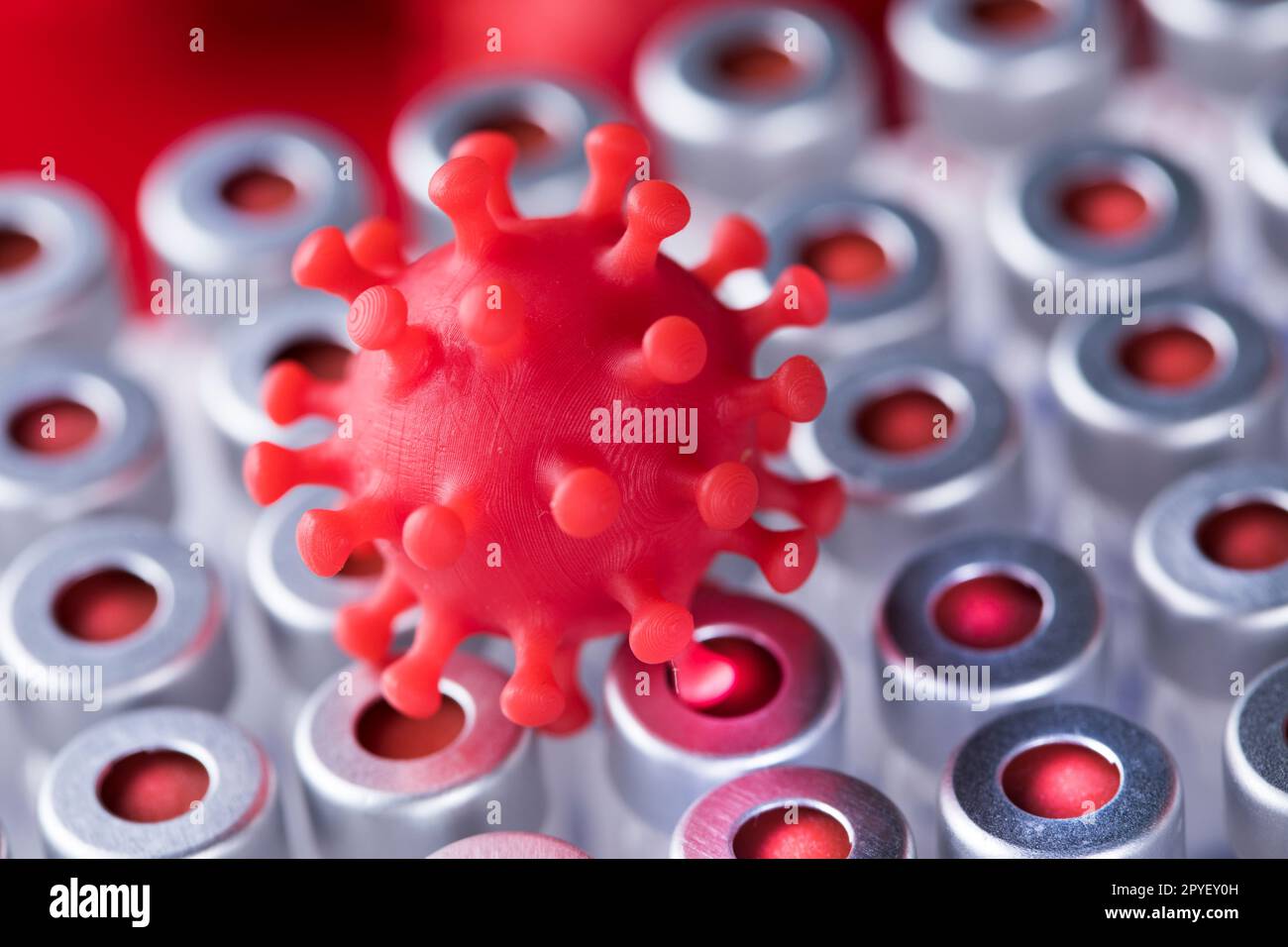 Cellule virali, sfondo epidemico di coronavirus Foto Stock