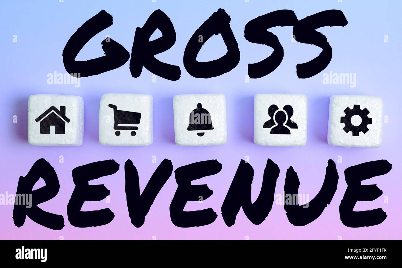 Cartello di testo che mostra il fatturato lordo. Business concept valore totale di tutto ciò che viene prodotto nel paese Foto Stock