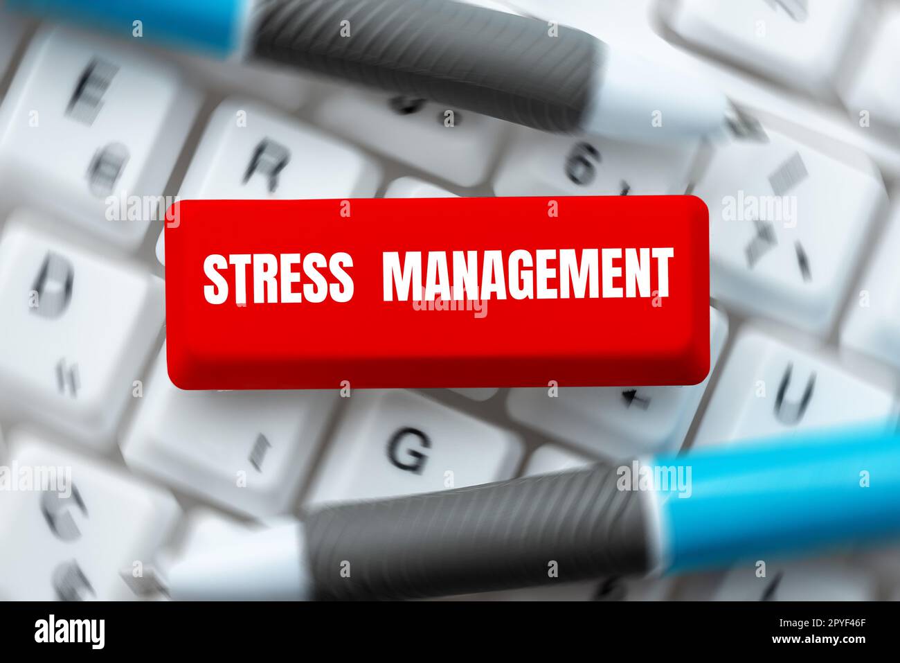 Testo che mostra la gestione dello stress inspiratorio. Business showcase imparare modi di comportarsi e pensare che riducono lo stress Foto Stock