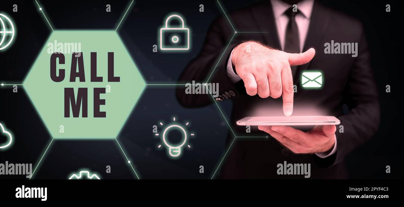 Didascalia concettuale Chiama utente. Idea di business chiedendo la comunicazione per telefono per parlare di qualcosa Foto Stock