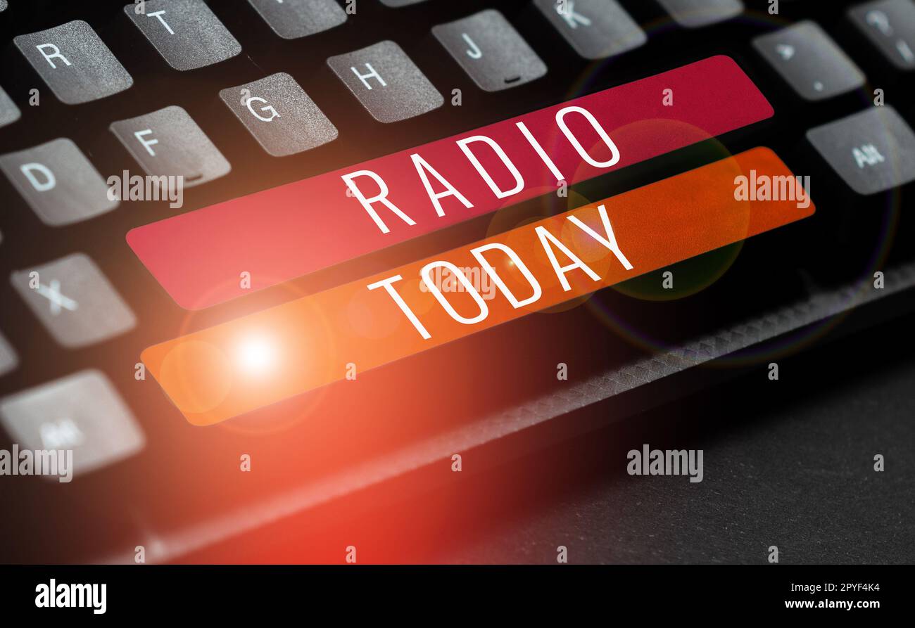 Testo che mostra la radio Inspiration. Parola scritta sulla ricezione della trasmissione onde elettromagnetiche che trasportano messaggi sonori Foto Stock