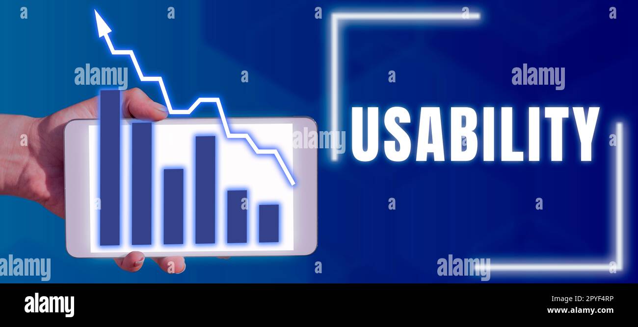 Usabilità di visualizzazione dei segnali. Concetto che significa Una parola assosita con come si valuta l'utilità di un oggetto Foto Stock