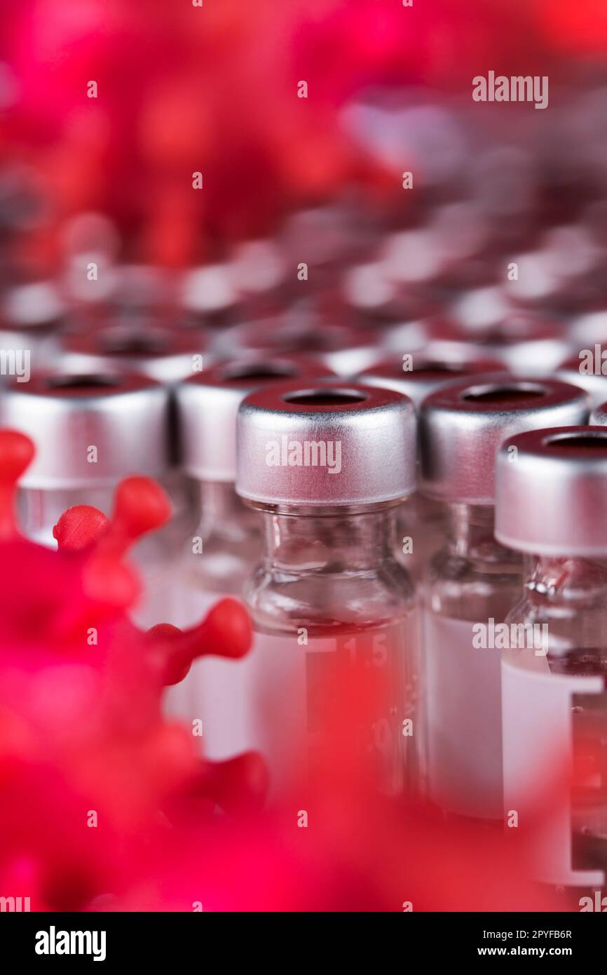 Primo piano del virus, SARS, sfondo pandemia di coronavirus Foto Stock