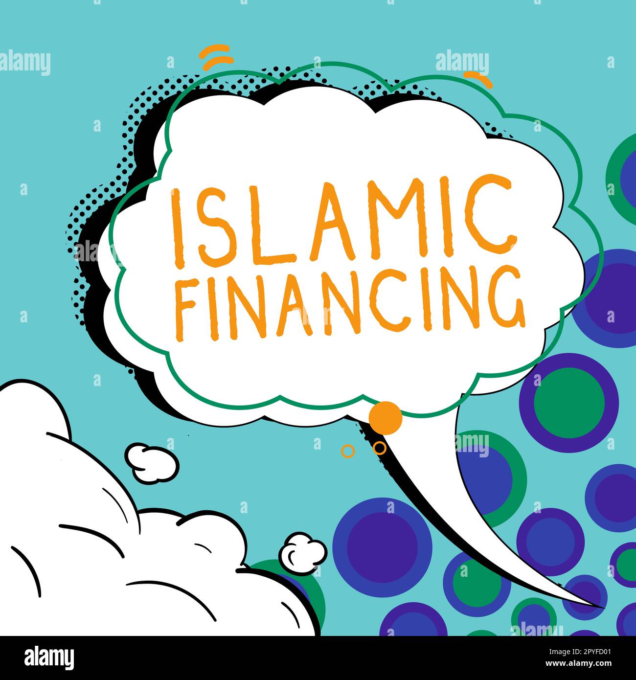 Didascalia di testo che presenta il finanziamento islamico. Business Showcase attività bancaria e investimenti che rispettano la sharia Foto Stock