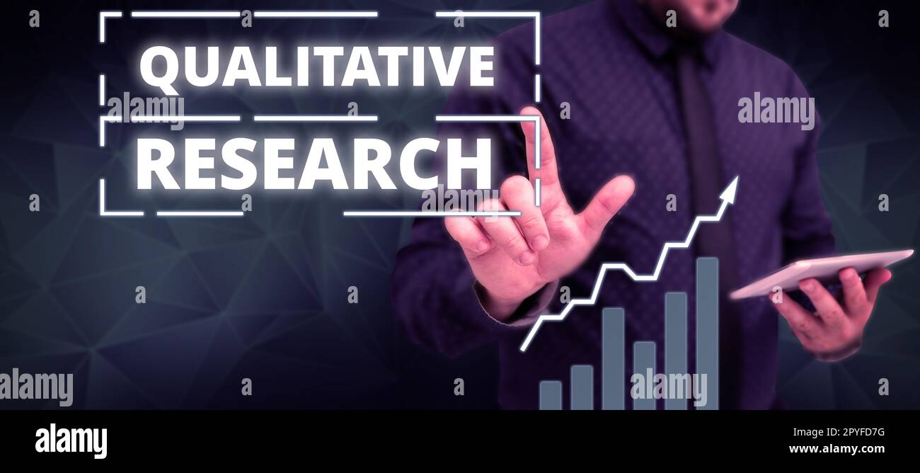 Didascalia di testo che presenta la ricerca qualitativa. Approccio aziendale certificato per svolgere un lavoro competente con esperienza Foto Stock