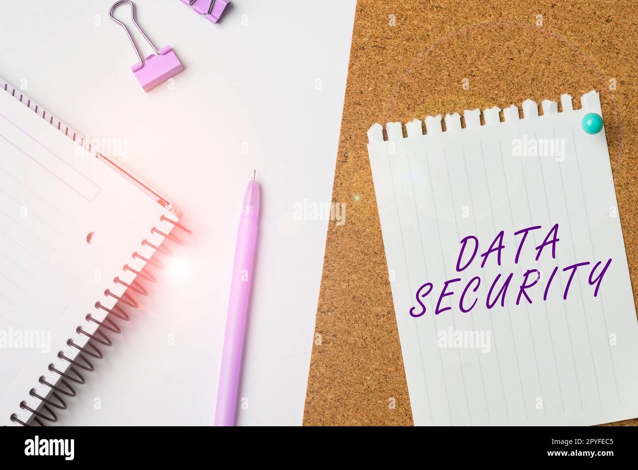 Scrittura manuale sicurezza dei dati. Approccio aziendale riservatezza crittografia disco Backup protezione password Foto Stock