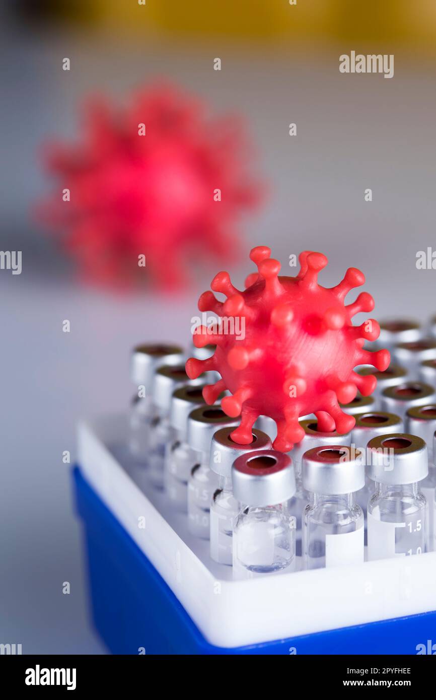 Primo piano del virus, SARS, sfondo pandemia di coronavirus Foto Stock