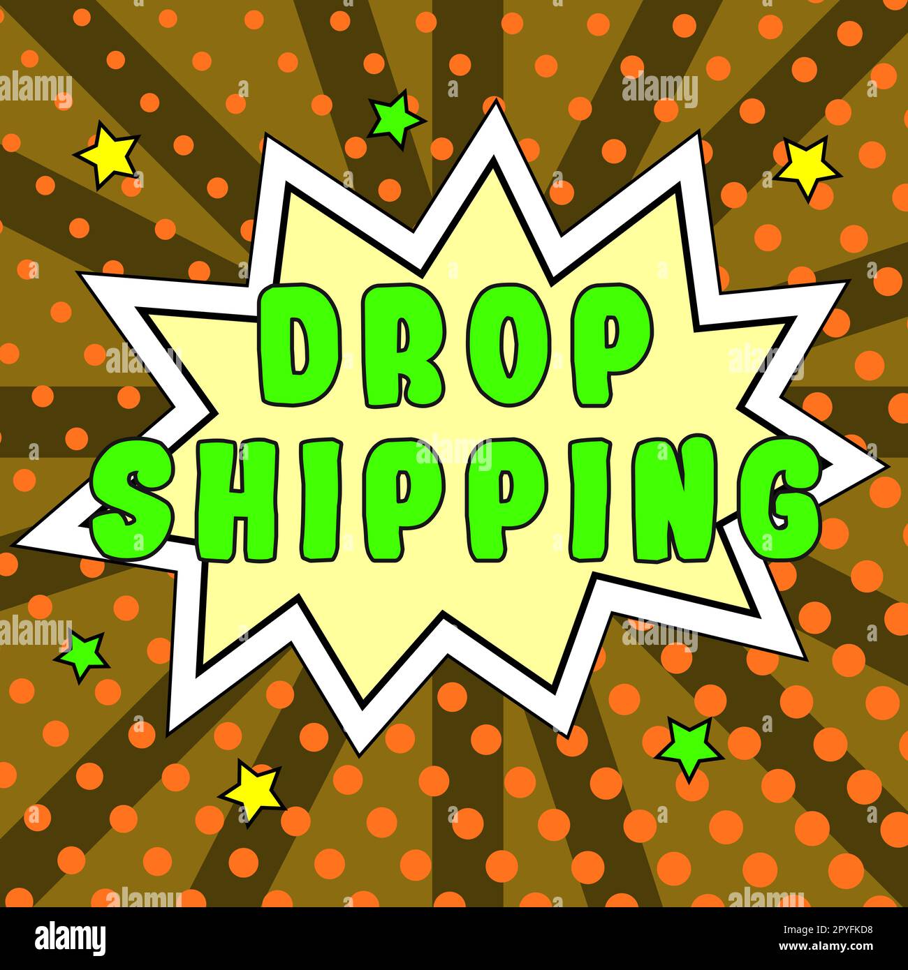 Visualizzazione concettuale Drop Shipping. Parola per inviare le merci da un produttore direttamente a un cliente anziché al rivenditore Foto Stock