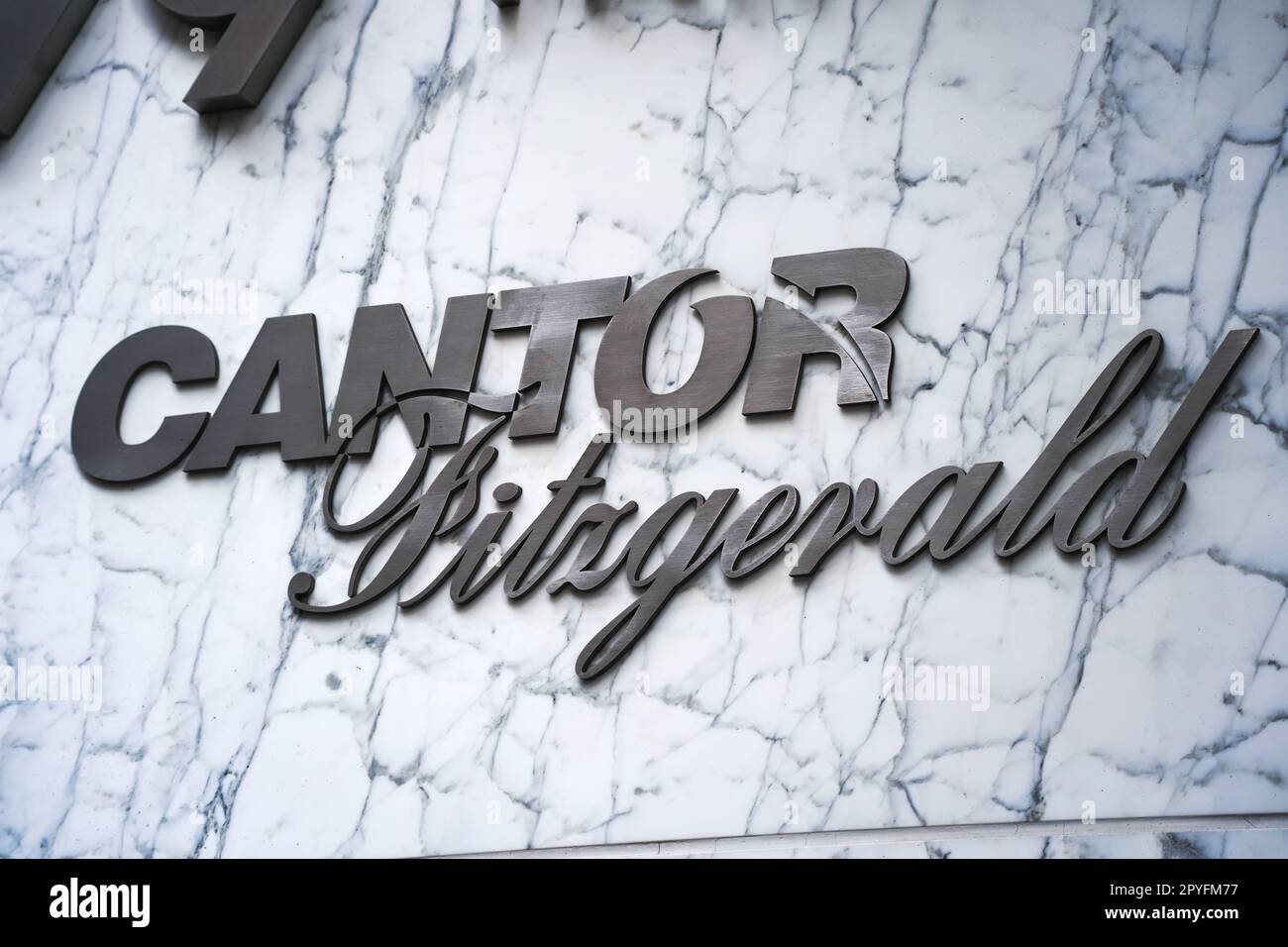 New York, NY - 26 aprile 2023 : Cantor Fitzgerald, L.P. Società americana di servizi finanziari con intermediazione di servizi di investment banking. Foto Stock