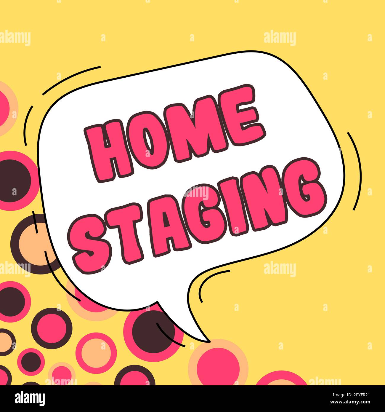 Segnale che visualizza lo staging iniziale. Preparazione fotografica concettuale di una residenza privata in vendita sul mercato immobiliare Foto Stock