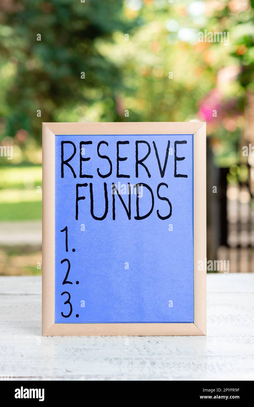 Sottotitolo concettuale fondi di riserva. Business idea denaro rilasciato dalla banca per il backup fallito business plan Foto Stock