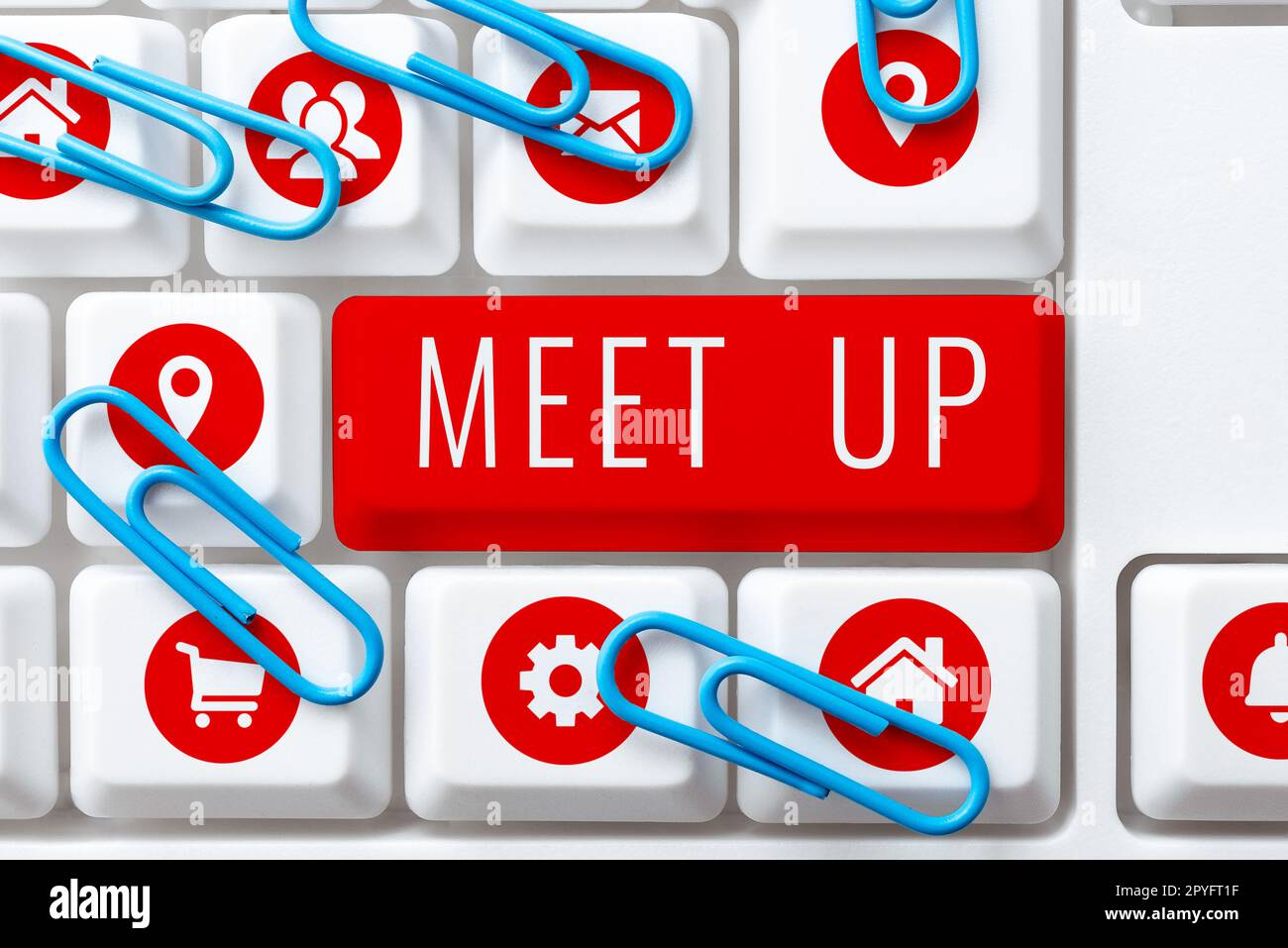 Didascalia concettuale Meet Up. Parola per riunione informale riunione di lavoro di squadra collaborazione di gruppo di discussione Foto Stock