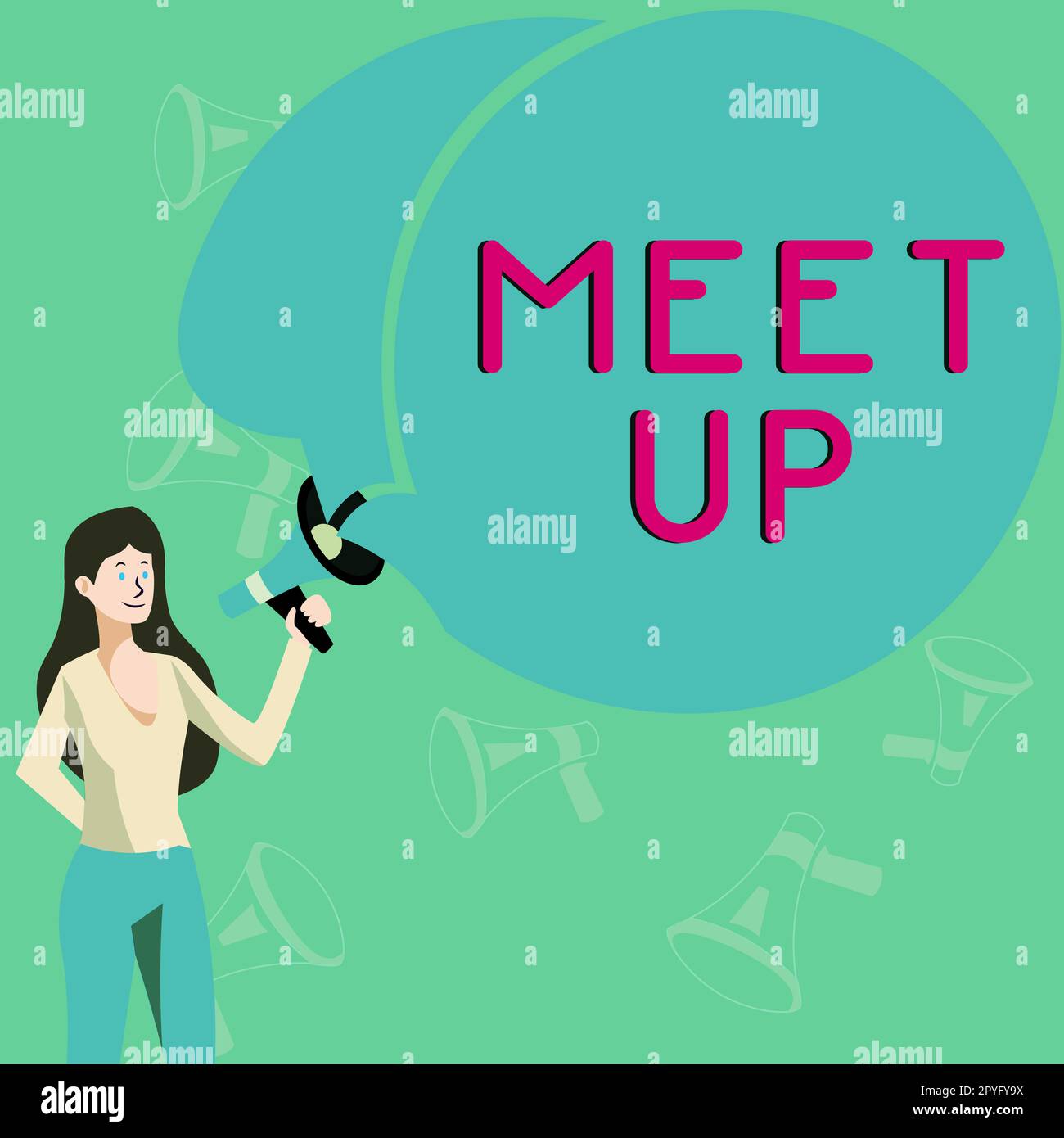 Testo che mostra l'ispirazione Meet Up. Panoramica aziendale riunione informale riunione di lavoro di gruppo collaborazione tra gruppi di discussione Foto Stock