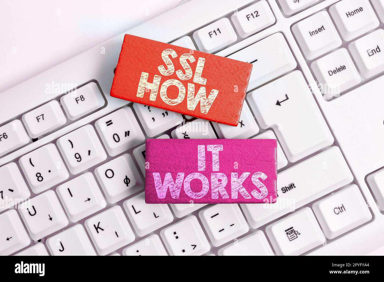 Didascalia concettuale SSL come funziona. La chiave di sessione approccio aziendale viene utilizzata per crittografare tutti i dati trasmessi Foto Stock