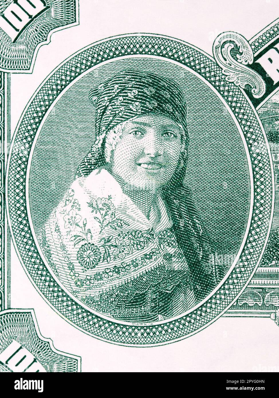 Donna in costume regionale dal denaro cecoslovacco Foto Stock