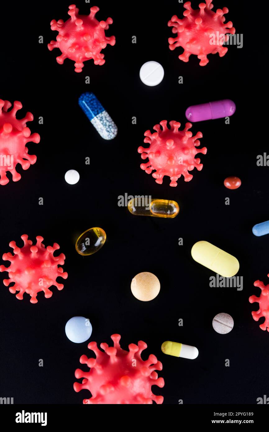 Primo piano del virus, SARS, sfondo pandemia di coronavirus Foto Stock