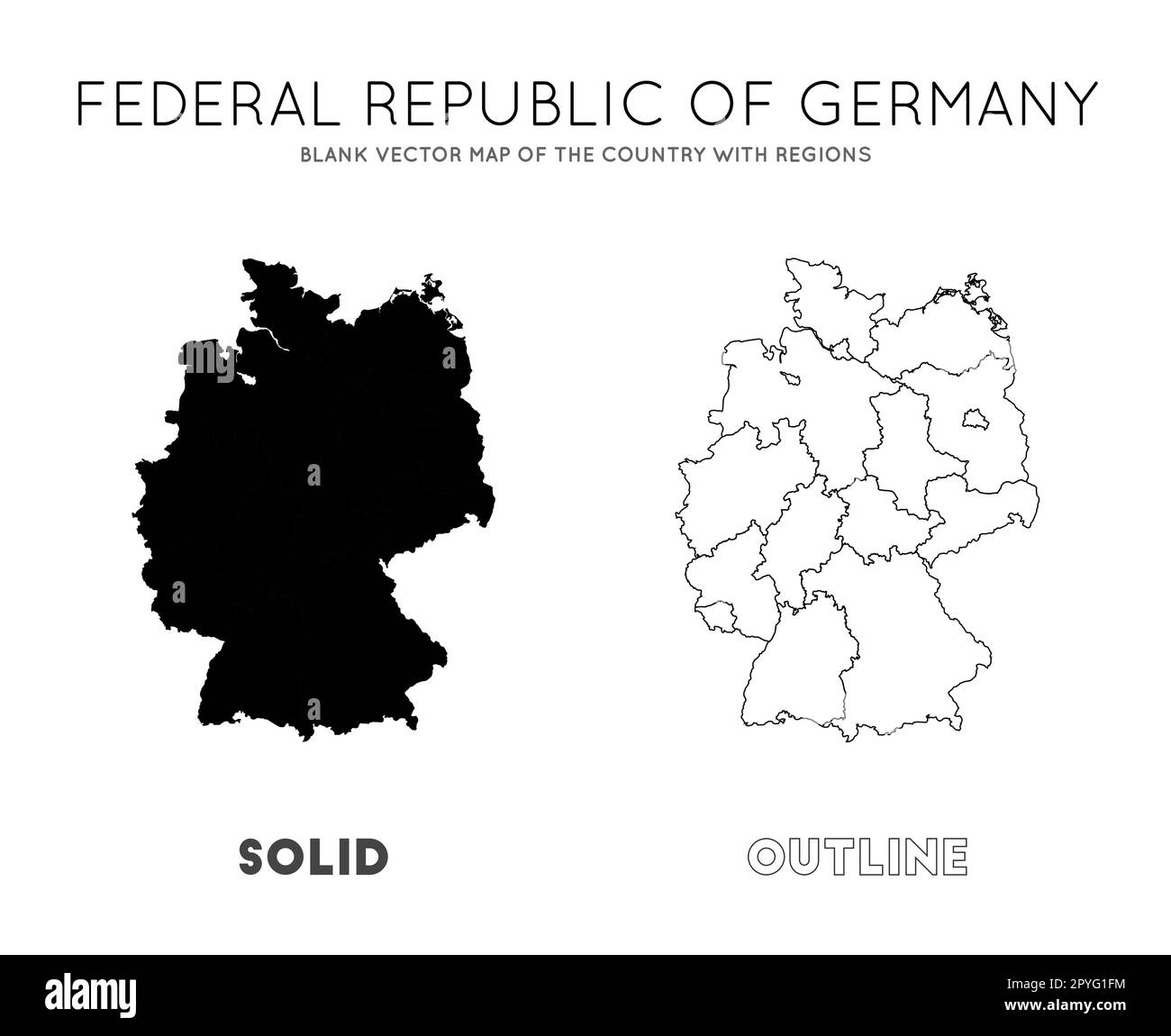 Mappa della Germania. Mappa vettoriale vuota del Paese con le regioni. Confini della Germania per la vostra infografica. Illustrazione vettoriale. Illustrazione Vettoriale