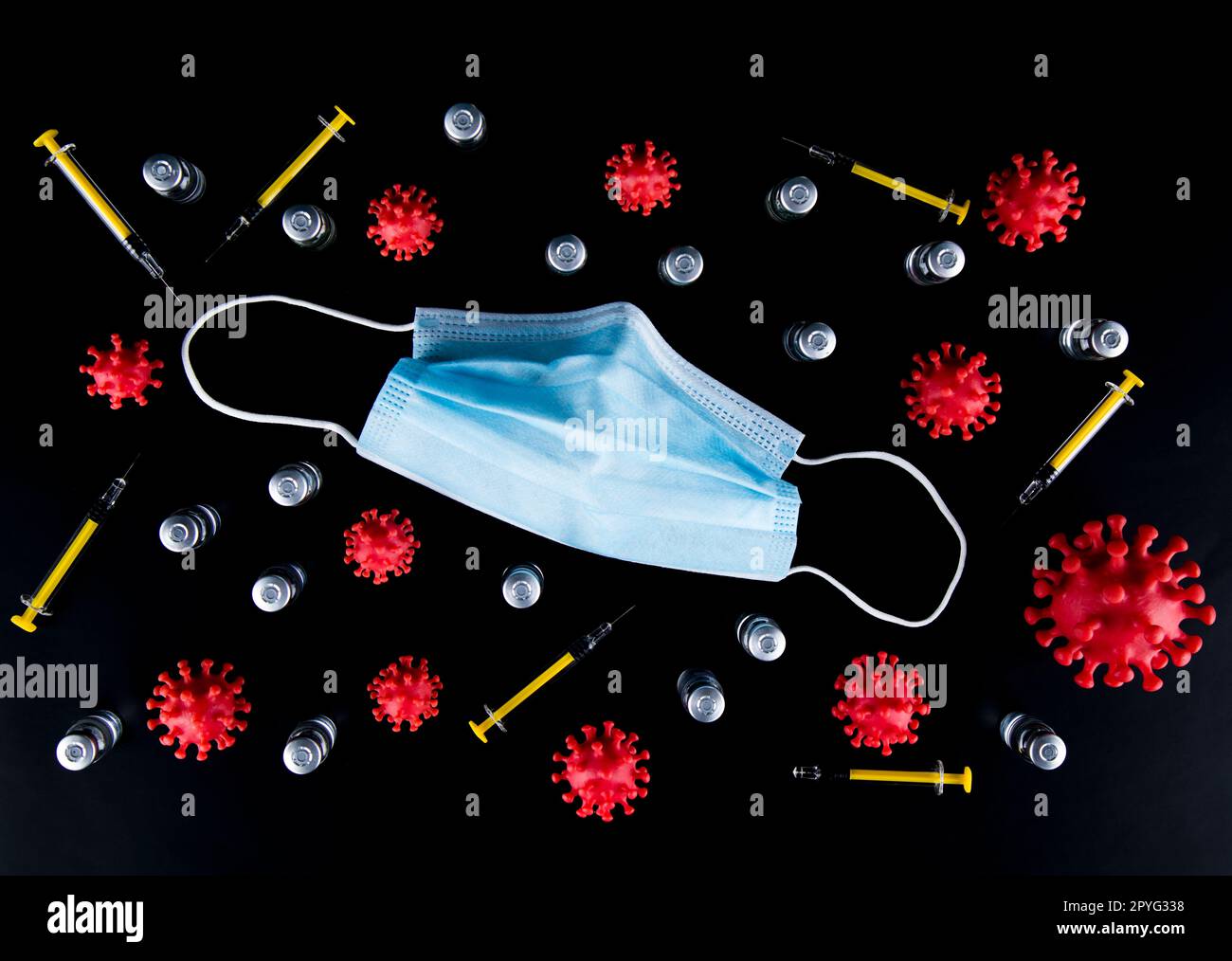 Protezione da maschera e corona virus isolata, sfondo pandemico Foto Stock