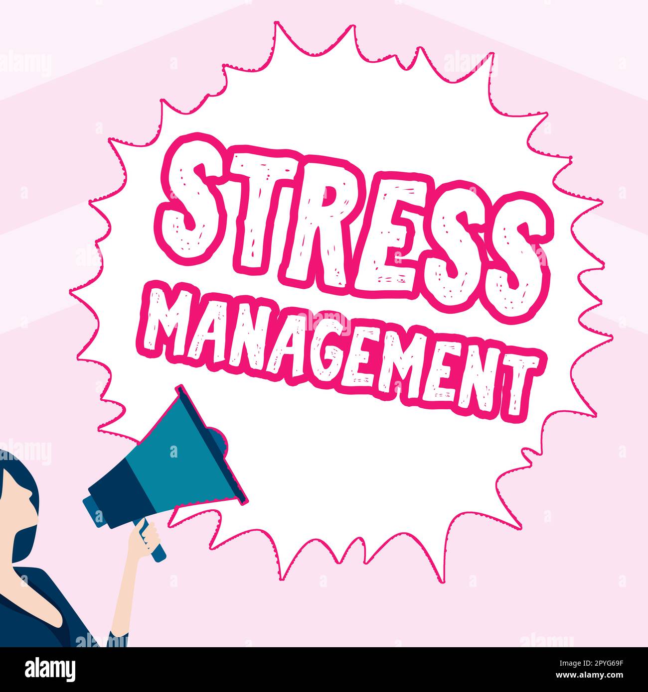 Scrittura a mano segno stress Management. Business showcase imparare modi di comportarsi e pensare che riducono lo stress Foto Stock