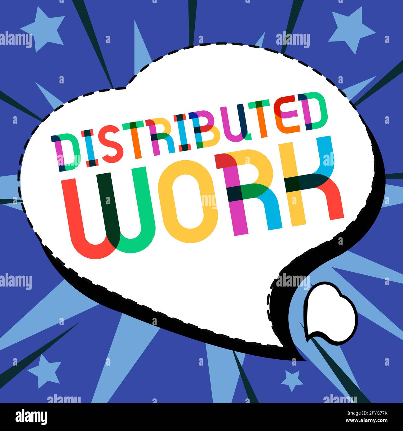 Segno che mostra il lavoro distribuito. Approccio aziendale adottato dalle aziende che utilizzano strutture di rete Foto Stock