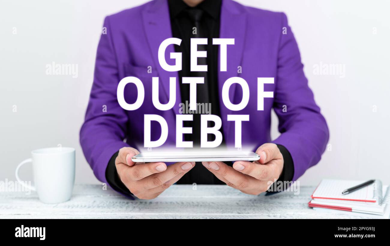 Didascalia di testo che presenta uscire dal debito. Approccio aziendale Nessuna prospettiva di essere pagati più e liberi da debito Foto Stock