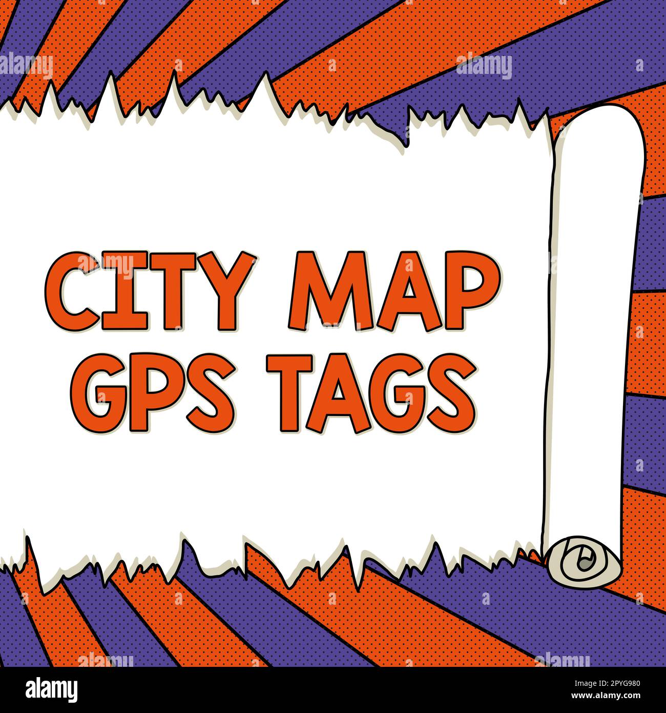 Cartello di testo che mostra i tag GPS della mappa della città. Approccio aziendale sistema di posizionamento globale localizzazione dei luoghi nelle città Foto Stock