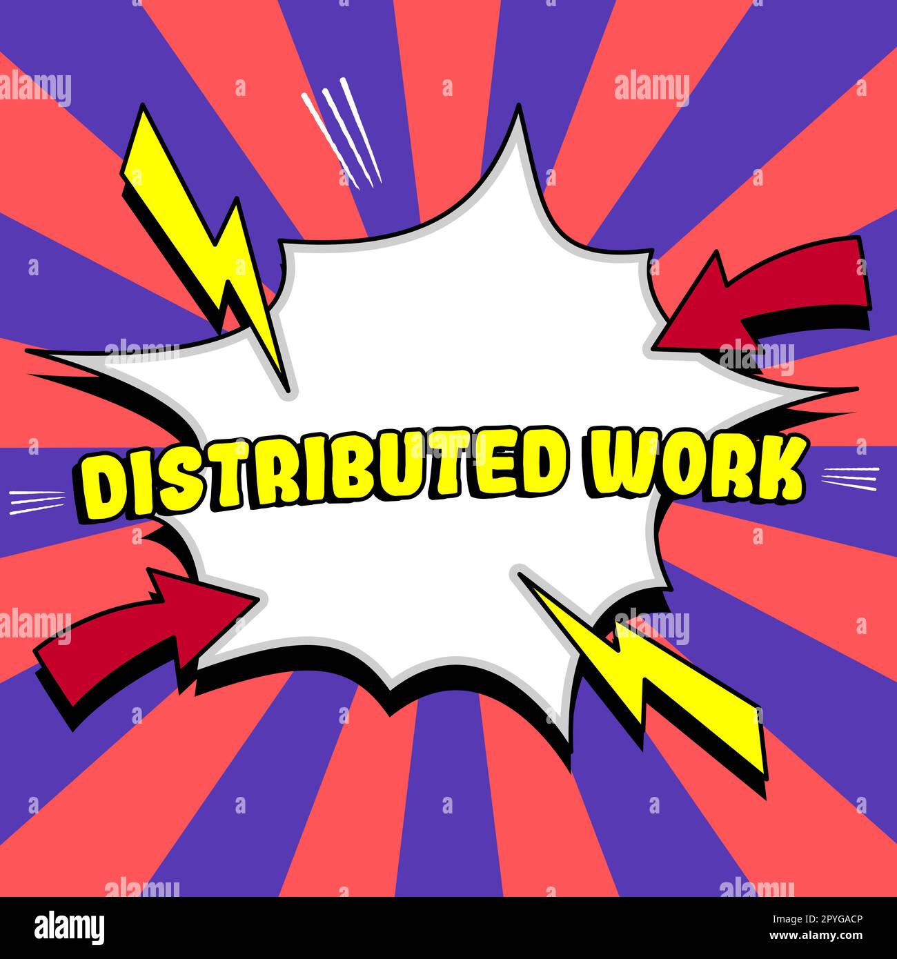 Testo che mostra il lavoro distribuito di ispirazione. Foto concettuale praticata dalle imprese che utilizzano le strutture di rete Foto Stock
