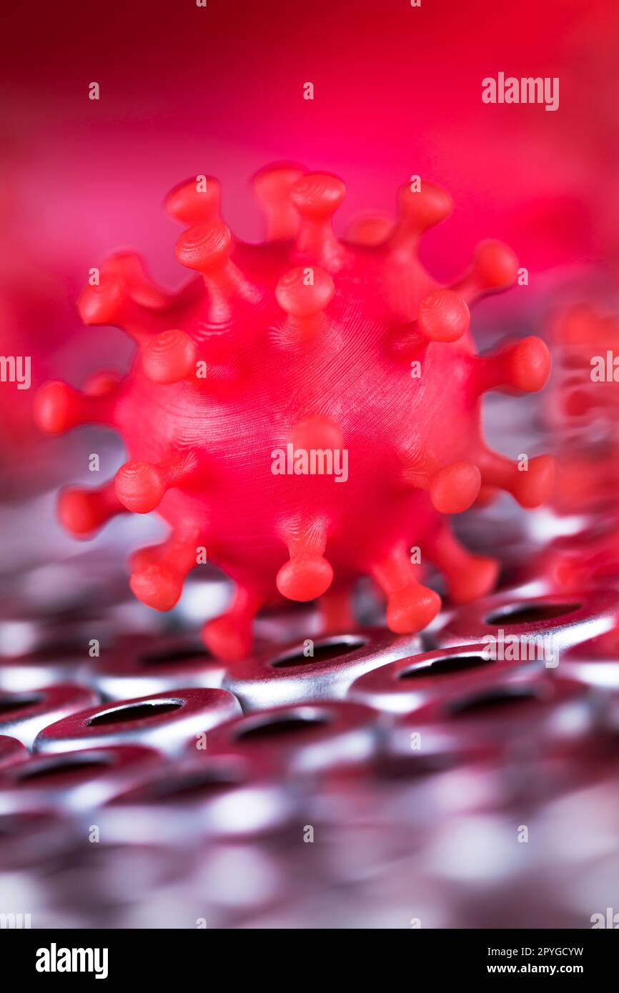 Cellule virali, sfondo epidemico di coronavirus Foto Stock