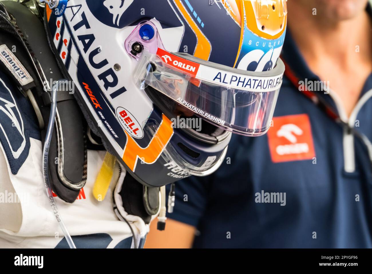 MANAMA, BAHRAIN, circuito di Sakhir, 3. Marzo 2023: N. 21, Nick de VRIES, NDL, Scuderia Alpha Tauri, AT04, Durante il Gran Premio di Formula uno del Bahrain al Th Foto Stock
