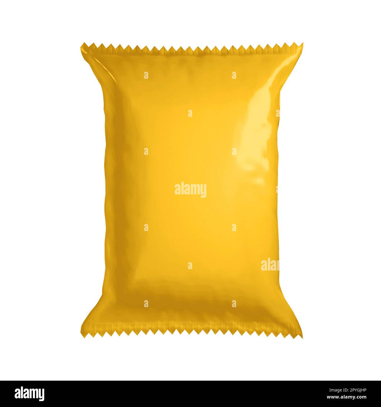 Imballaggio giallo isolato su sfondo bianco. rendering 3d Foto Stock