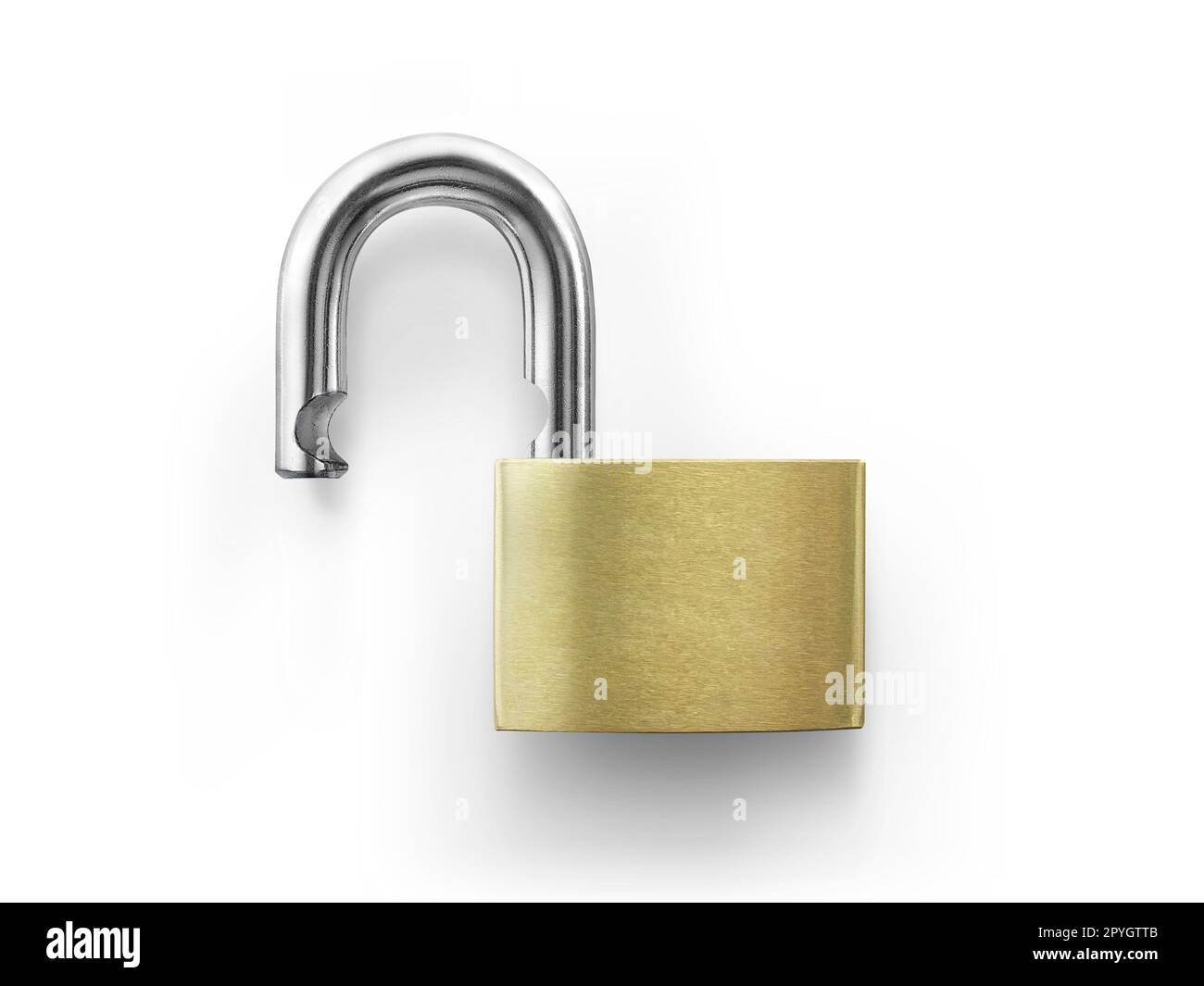 Una serratura sbloccata su bianco Foto Stock